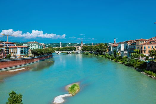Embankment of river Adige in Verona, Italy