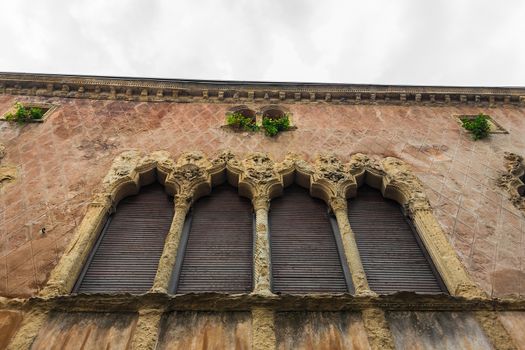 old window in the house with flowers