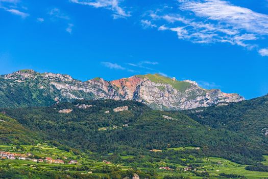 picturesque village landscape in the Alps Italy