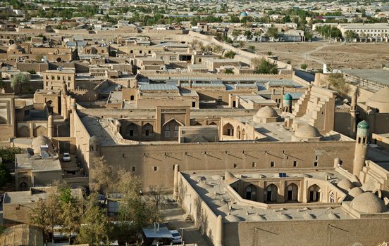 Aerial view of old town in Khiva, Uzbekistan, Central Asia