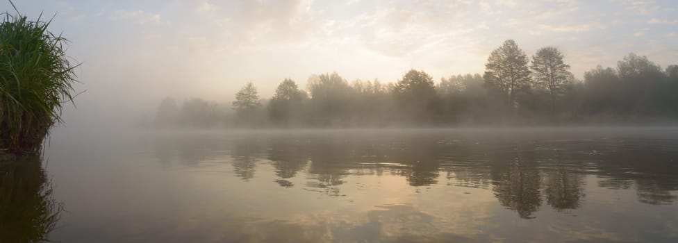 blue lake with cloudy sky, nature series