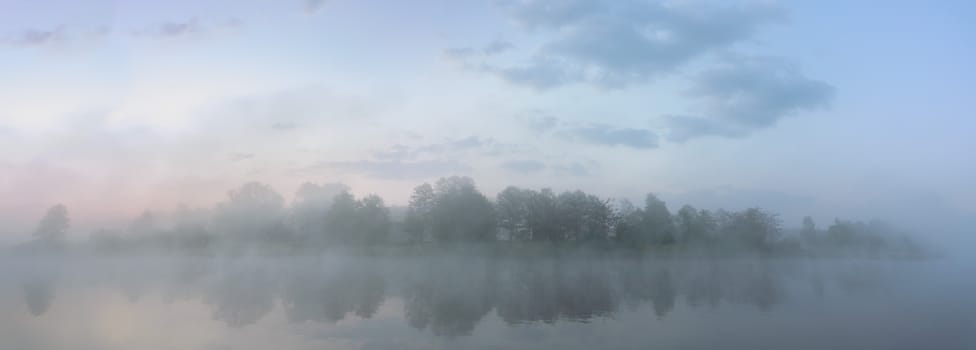 blue lake with cloudy sky, nature series