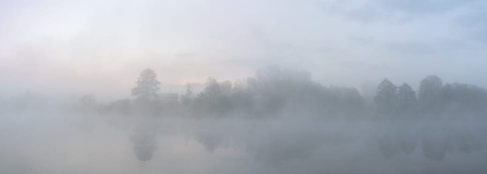 blue lake with cloudy sky, nature series