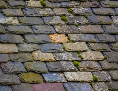 Vintage Slate Tile Roof On An Old House