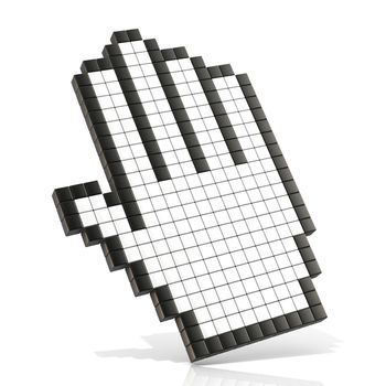 Cursor open hand. 3D render illustration of pan hand isolated on white background