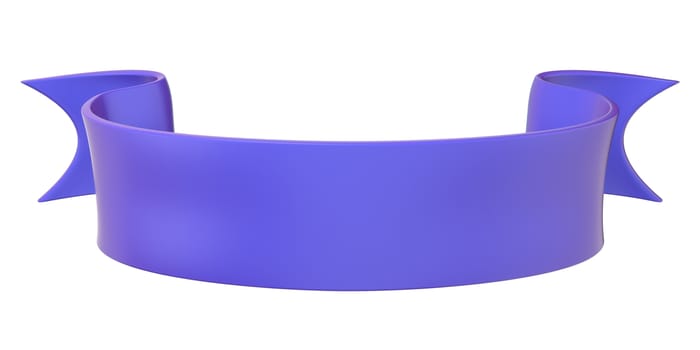 Blue, violet ribbon tag label. 3D render illustration isolated on white background