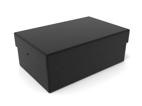 Closed black box, 3D render illustration isolated on white background