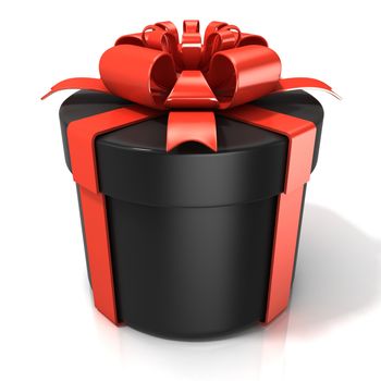 Black cylinder gift box isolated on white background
