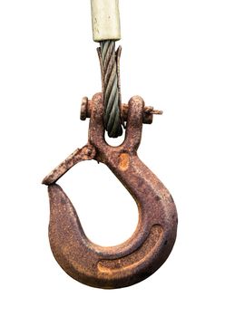 An Isolated Rusty Old Metal Industrial Hook