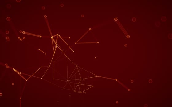 Abstract polygonal space low poly dark background with connecting dots and lines. Connection structure. 3d rendering