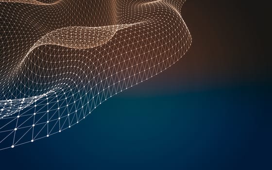 Abstract polygonal space low poly dark background with connecting dots and lines. Connection structure. 3d rendering