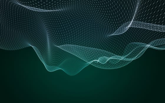 Abstract polygonal space low poly dark background with connecting dots and lines. Connection structure. 3d rendering