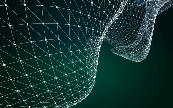 Abstract polygonal space low poly dark background with connecting dots and lines. Connection structure. 3d rendering