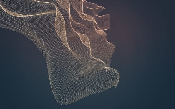 Abstract polygonal space low poly dark background with connecting dots and lines. Connection structure. 3d rendering