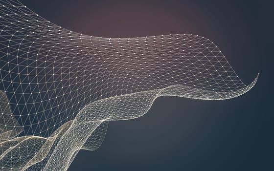 Abstract polygonal space low poly dark background with connecting dots and lines. Connection structure. 3d rendering