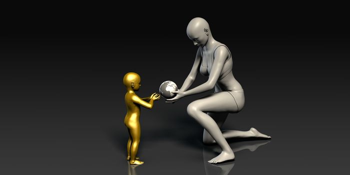 Learning Concept with Mother Teacher and Young Child