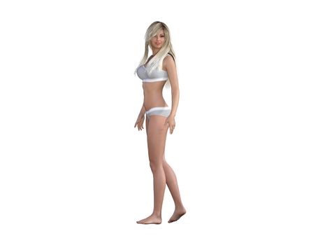Young Girl With Beautiful Body Over White Background