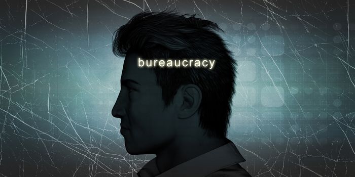 Man Experiencing Bureaucracy as a Personal Challenge Concept