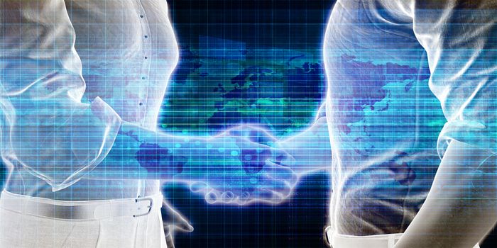 Handshake Concept in a Business Setting as Presentation Background