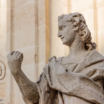 Detail of a statue in a Sicilian baroque church