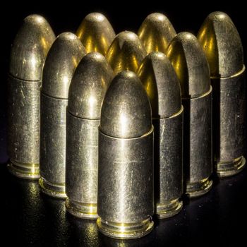 The bullets on black background