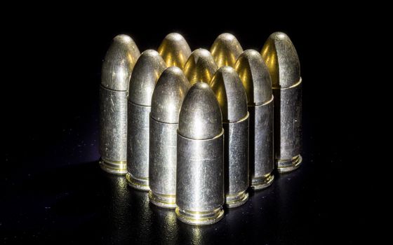 The bullets on black background