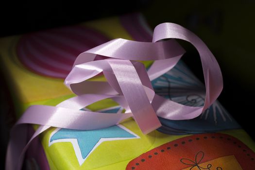 Pink Ribbon on Childs Present close up.