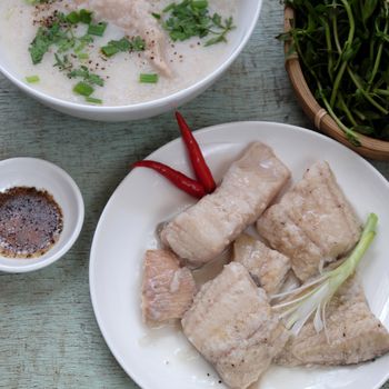 Vietnamese food, fresh water fish soup, cook from fish and rice, this eating can use breakfast, lunch or dinner