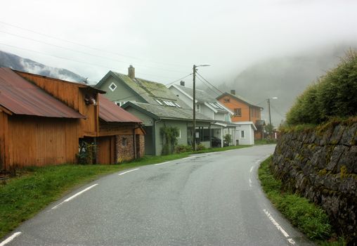 Buildings in the village of Fjærland in Sogn og Fjordane