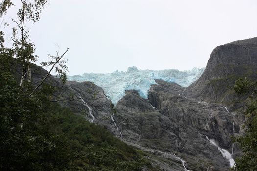 Veiw to the icefall from Flatbreen in Suppehelledalen i Fjærland