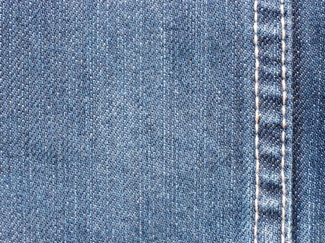 Texture of blue denim jeans textile close up