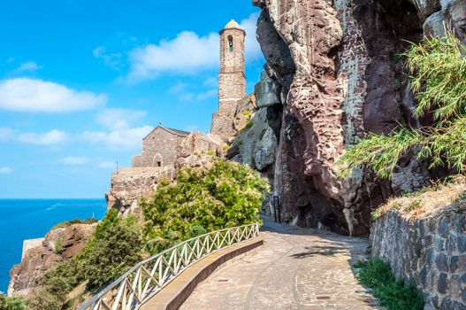 the beautiful alley of castelsardo old city - sardinia - italy