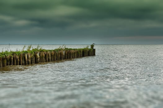 An image of the breakwater in the ocean.