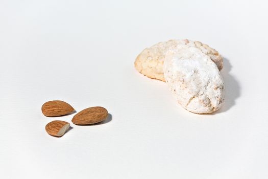 Ricciarelli biscuits of Siena on white background