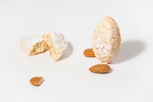 Ricciarelli of Siena italian pastry on white background