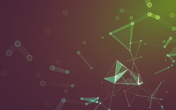 Abstract polygonal space low poly dark background with connecting dots and lines. Connection structure. 3d rendering