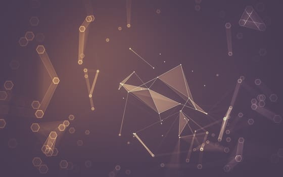 Abstract polygonal space low poly dark background with connecting dots and lines. Connection structure. 3d rendering