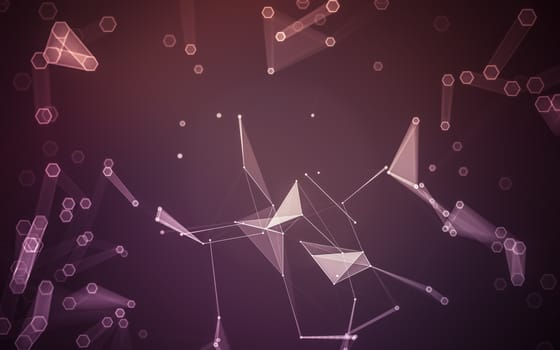 Abstract polygonal space low poly dark background with connecting dots and lines. Connection structure. 3d rendering