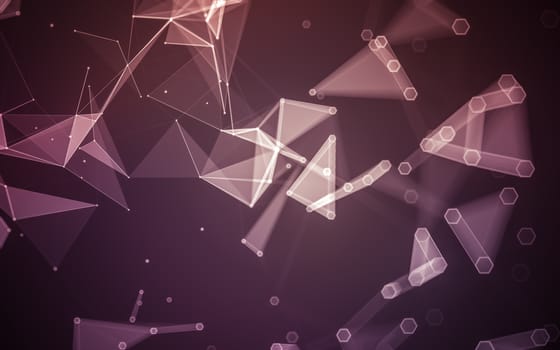 Abstract polygonal space low poly dark background with connecting dots and lines. Connection structure. 3d rendering