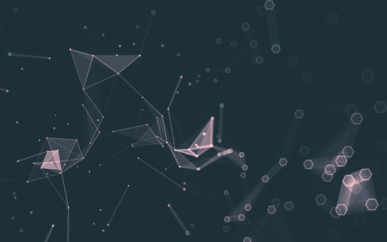 Abstract polygonal space low poly dark background with connecting dots and lines. Connection structure. 3d rendering