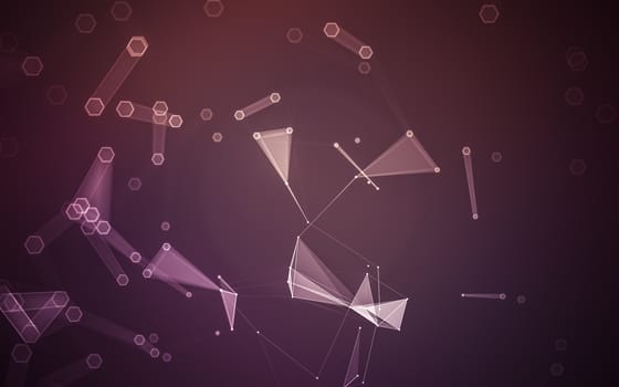 Abstract polygonal space low poly dark background with connecting dots and lines. Connection structure. 3d rendering