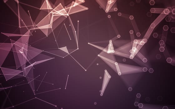 Abstract polygonal space low poly dark background with connecting dots and lines. Connection structure. 3d rendering