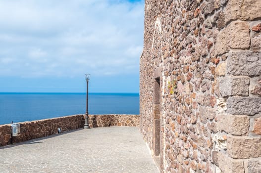 the beautiful alley of castelsardo old city - sardinia - italy