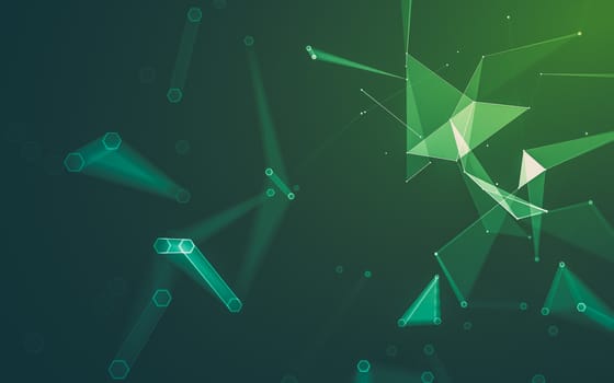 Abstract polygonal space low poly dark background with connecting dots and lines. Connection structure. 3d rendering