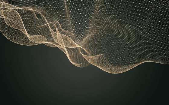 Abstract polygonal space low poly dark background with connecting dots and lines. Connection structure. 3d rendering