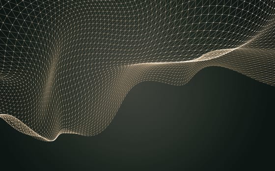 Abstract polygonal space low poly dark background with connecting dots and lines. Connection structure. 3d rendering