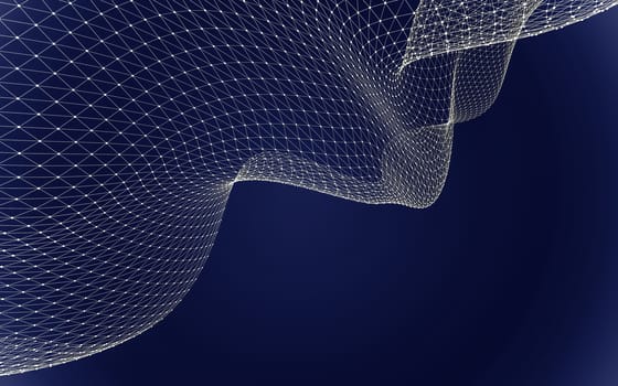 Abstract polygonal space low poly dark background with connecting dots and lines. Connection structure. 3d rendering