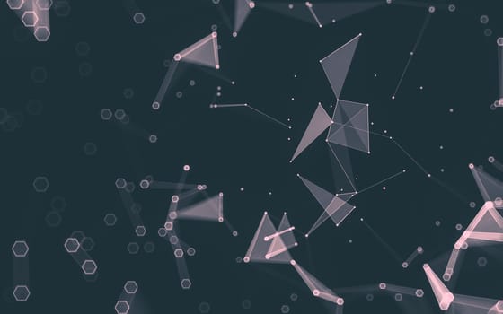 Abstract polygonal space low poly dark background with connecting dots and lines. Connection structure. 3d rendering