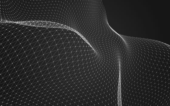 Abstract polygonal space low poly dark background with connecting dots and lines. Connection structure. 3d rendering