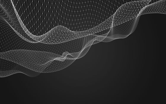 Abstract polygonal space low poly dark background with connecting dots and lines. Connection structure. 3d rendering